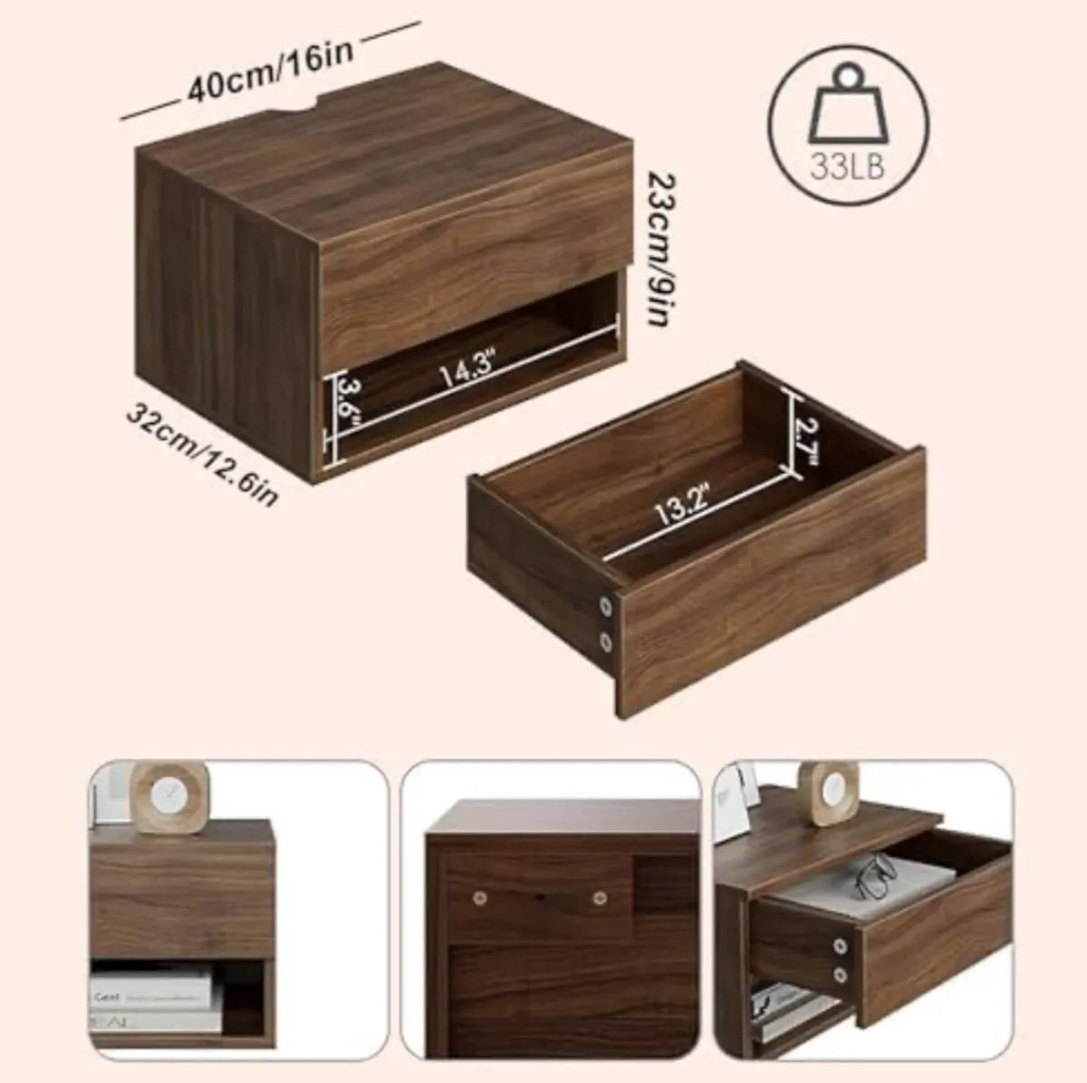 TWO Floating Nightstands - Image 2