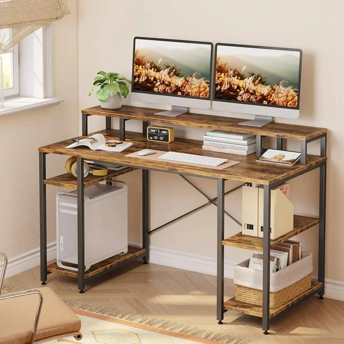 140 CM Computer Desk with Monitor Shelf Gaming Des - Image 4