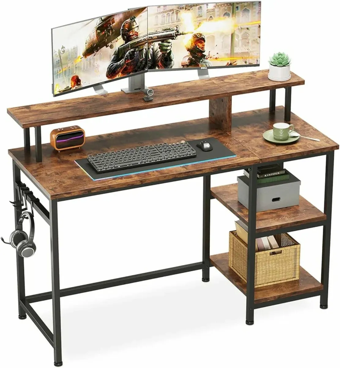 Computer Desk Home Office Desk with Monitor Stand - Image 1