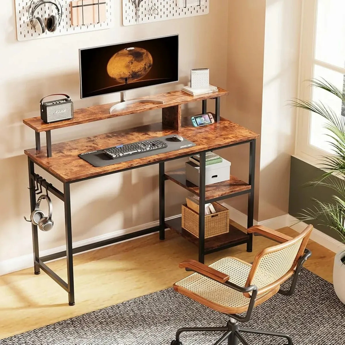 Computer Desk Home Office Desk with Monitor Stand - Image 3