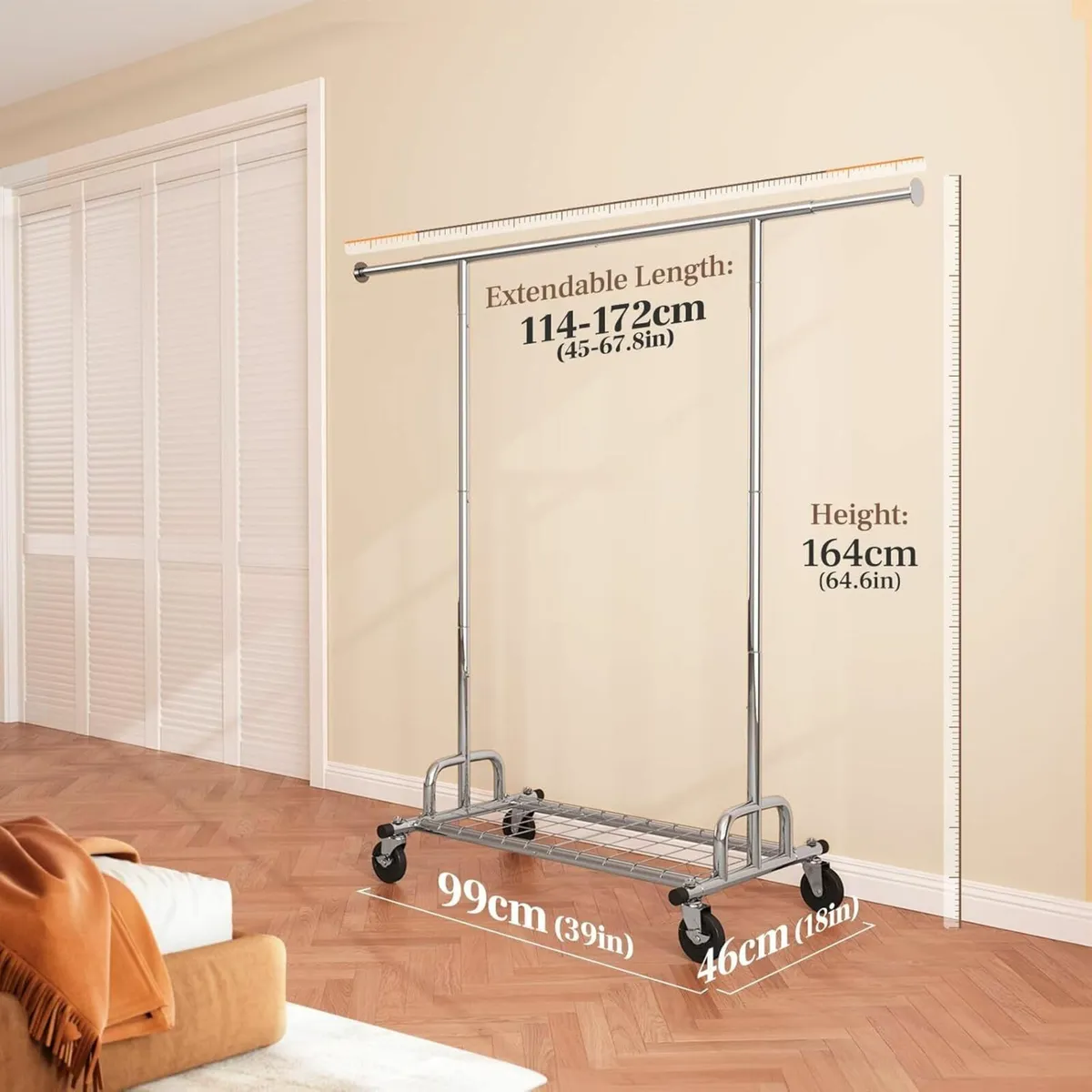 Heavy Duty Clothes Rail 182kg Extendable Hanging - Image 2