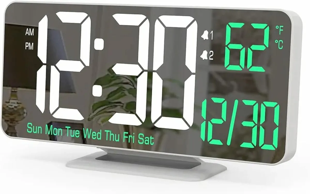 Alarm Clock for Bedroom, 6.7" Led Desk Digital Clo - Image 1