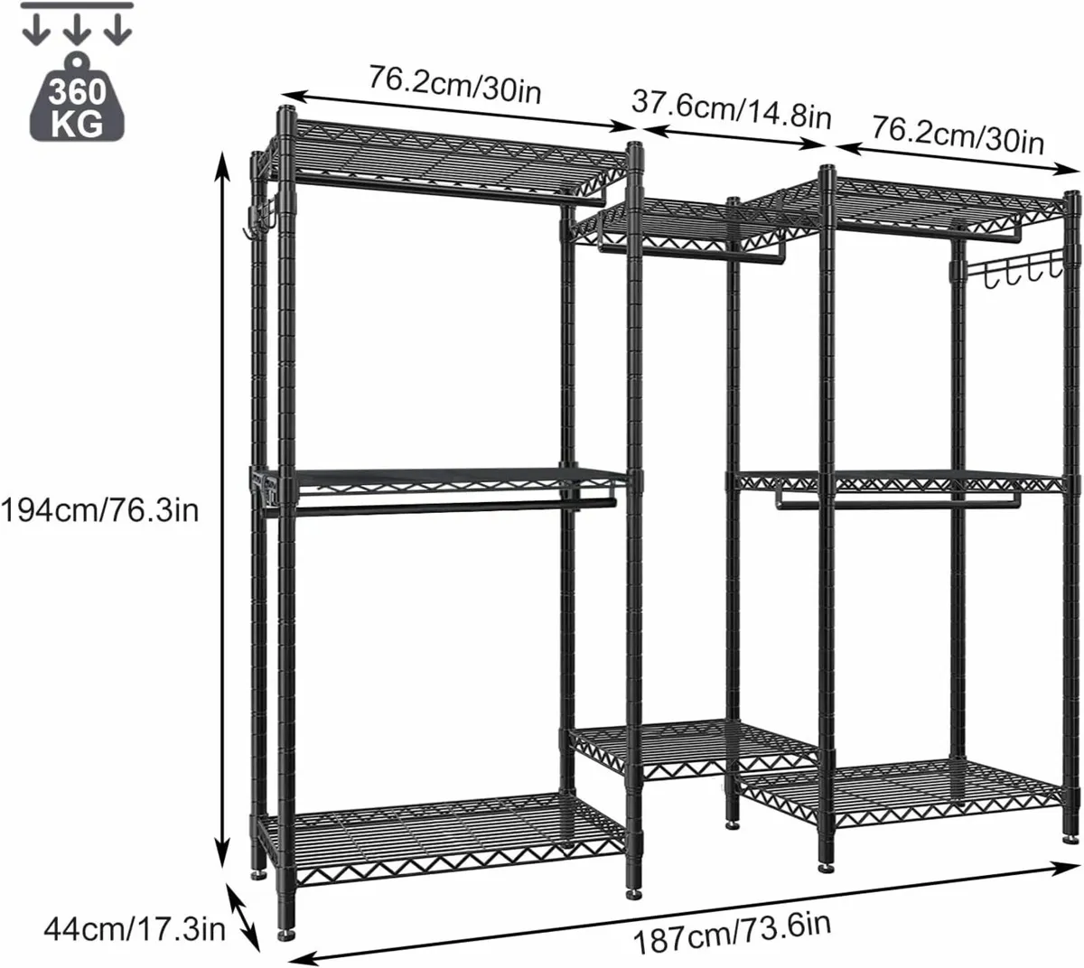 Clothes Rail Hanging Clothes Rack Heavy Duty - Image 2