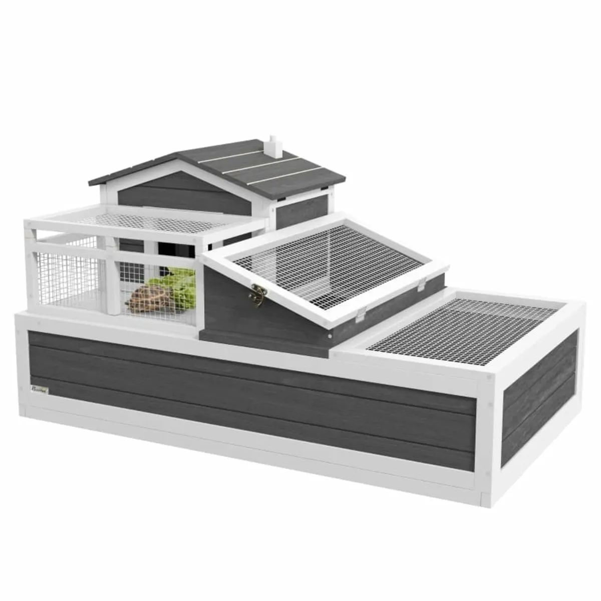 Wooden Tortoise House with Balcony, Tray, Roof, fo - Image 1