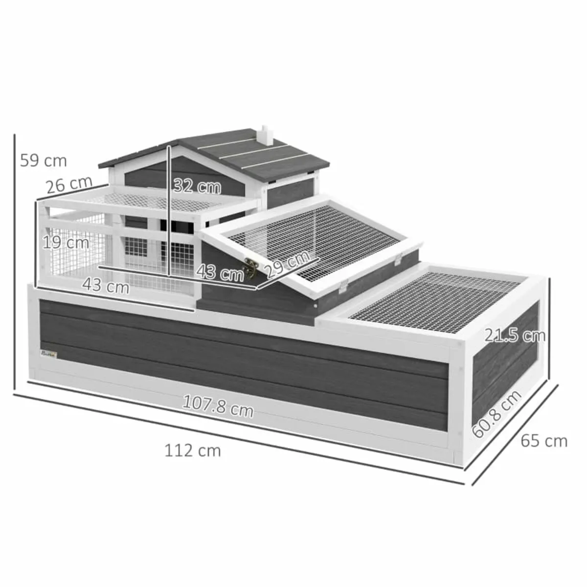 Wooden Tortoise House with Balcony, Tray, Roof, fo - Image 2