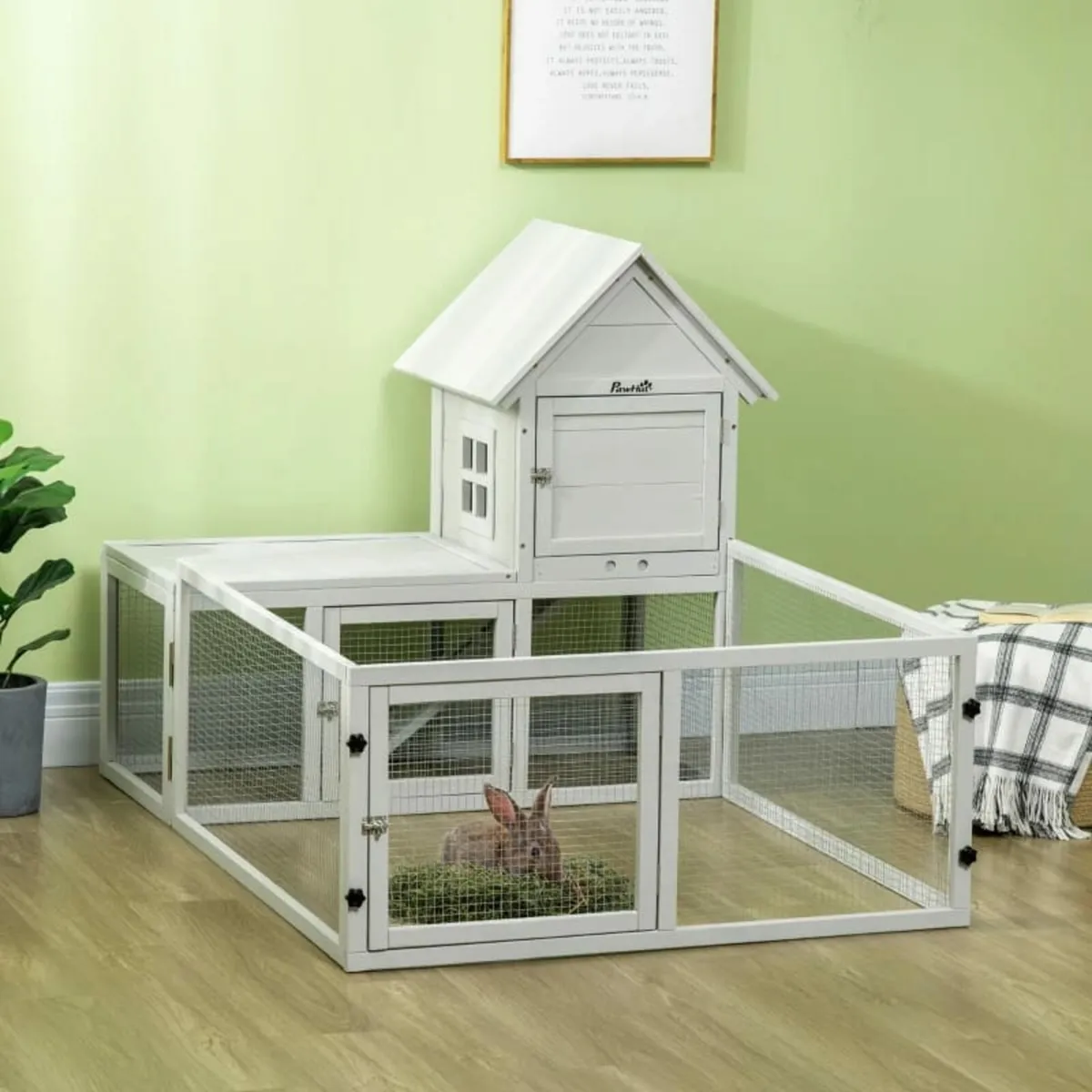 Indoor Rabbit Hutch, Guinea Pig Cage, with Slide-O - Image 1
