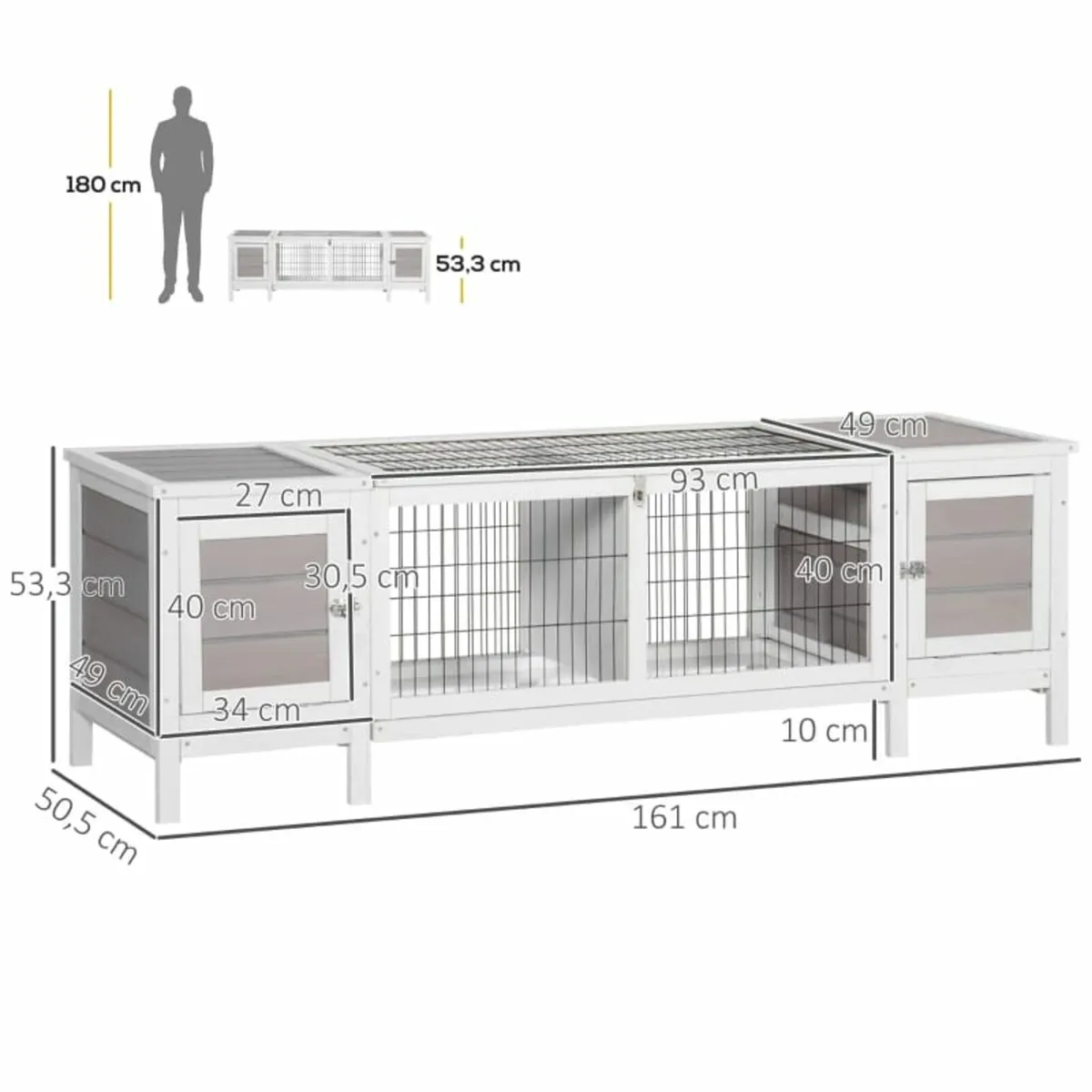 Wooden Rabbit Hutch, Guinea Pig Cage, Separable Bu - Image 2