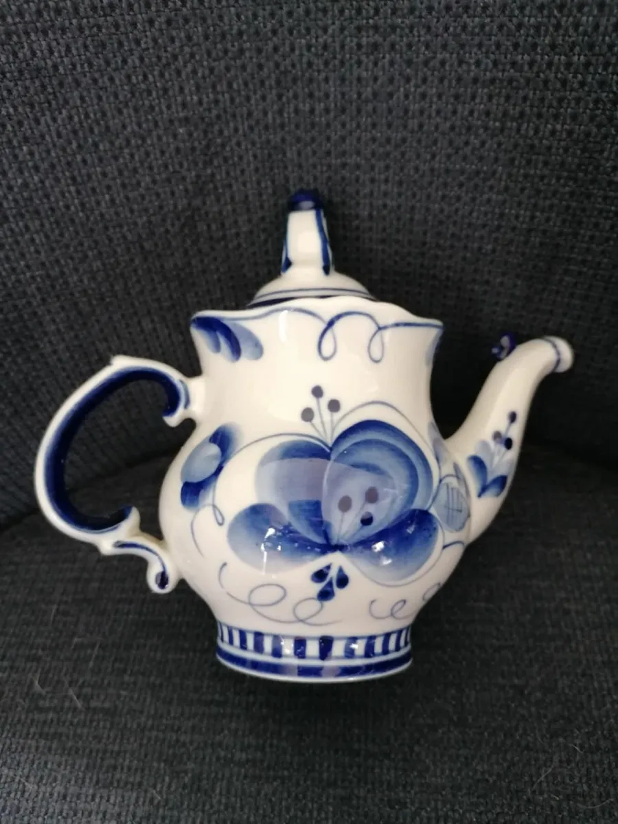 Gzhel Hand Painted Porcelain Decorative Teapot - Image 4