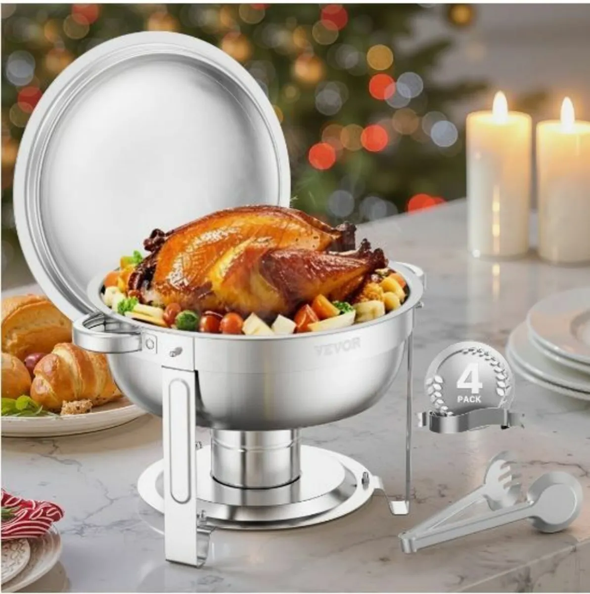 5 Qt 4 Pack Round Chafing Dish Buffet Set - Image 1