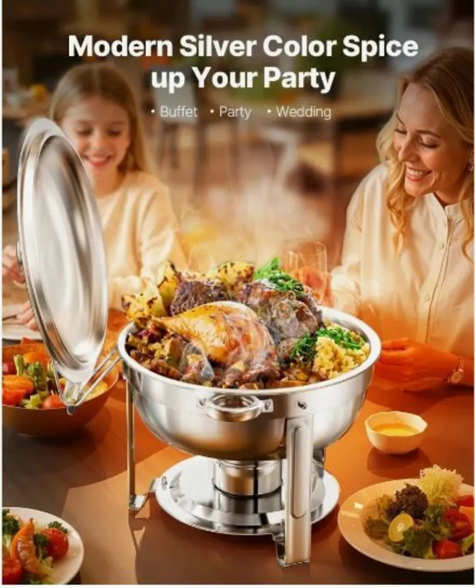 5 Qt 4 Pack Round Chafing Dish Buffet Set - Image 2