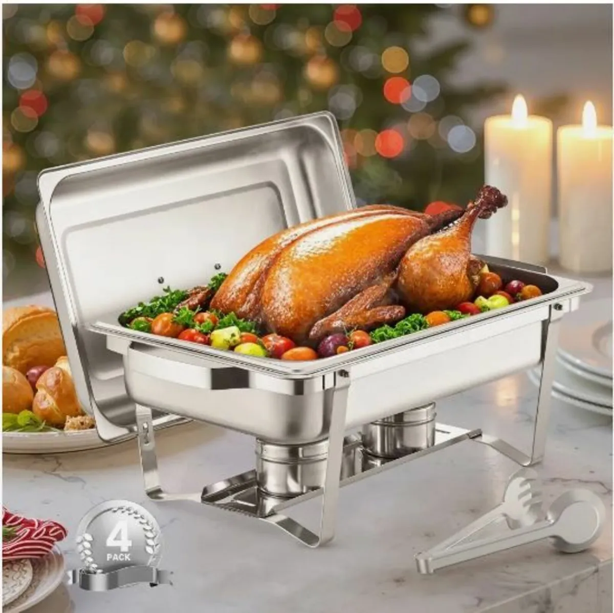 8 Qt 4 Pack Rectangle Chafing Dish Buffet Set - Image 1