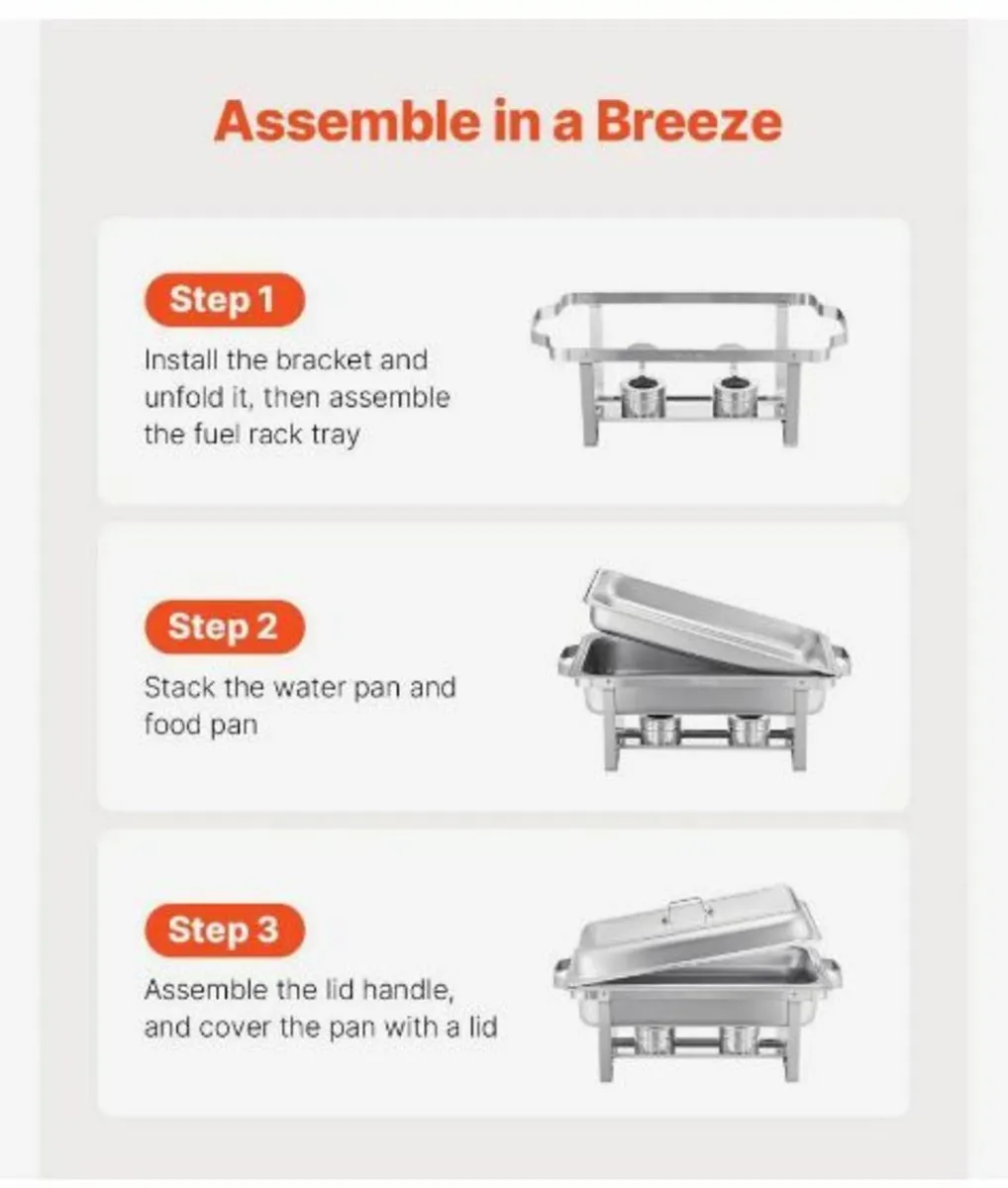 8 Qt 4 Pack Rectangle Chafing Dish Buffet Set - Image 4