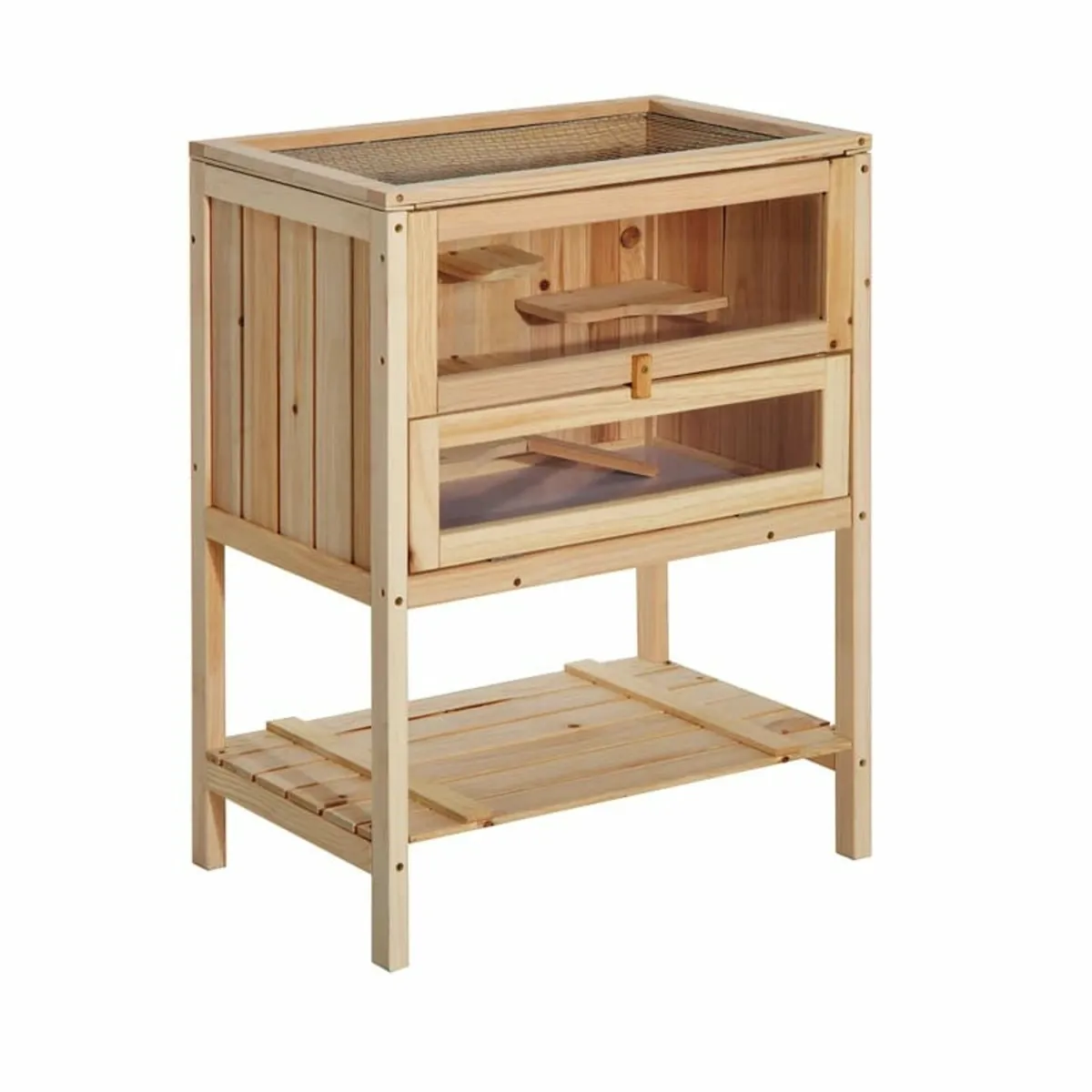 Wooden Hamster Cage with Storage Shelf, Small Anim - Image 1