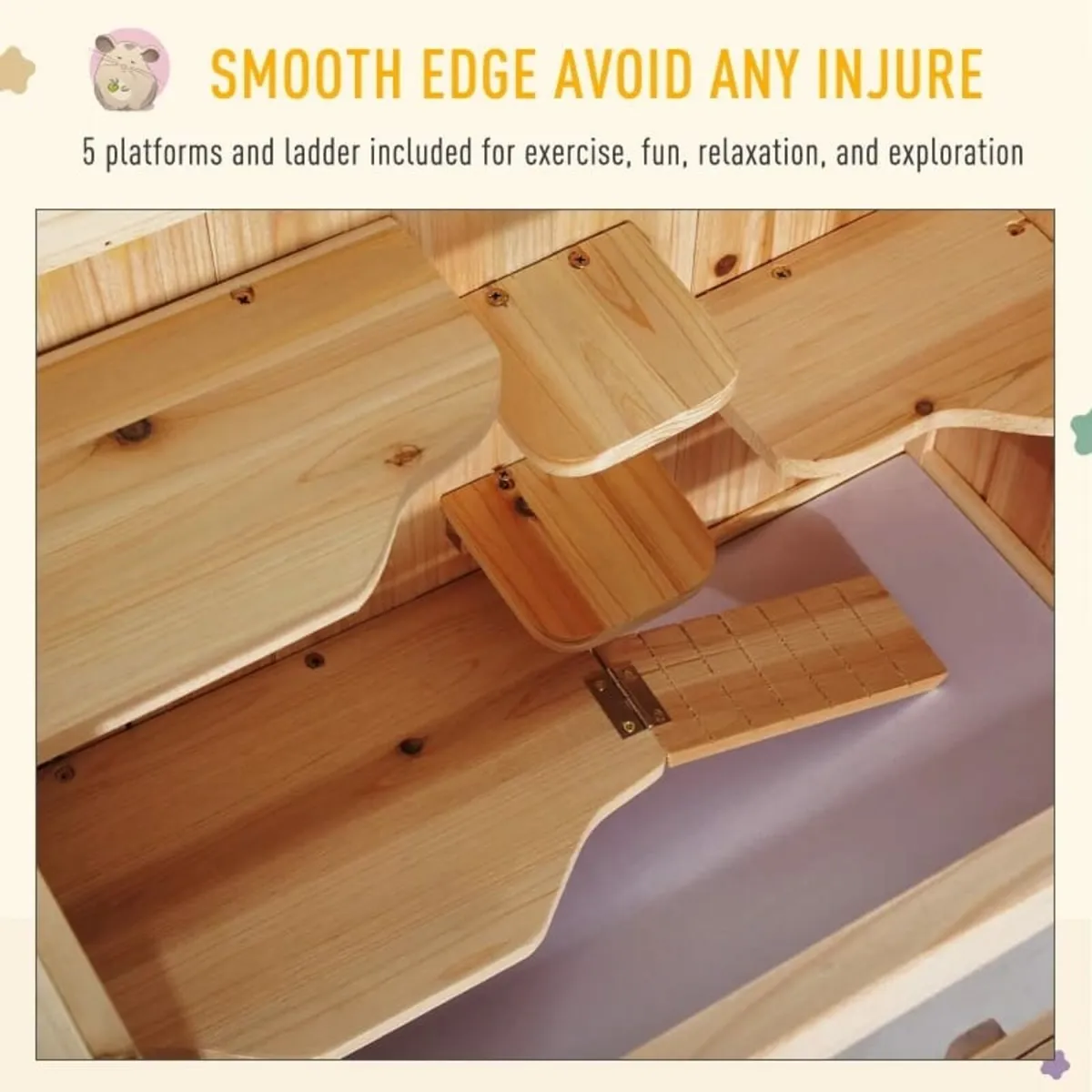 Wooden Hamster Cage with Storage Shelf, Small Anim - Image 4