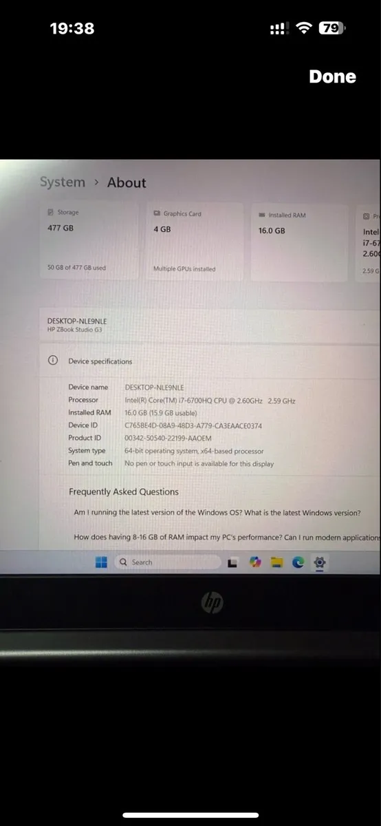 Hp Zbook i7 pro 16gb 512 ssd - Image 2