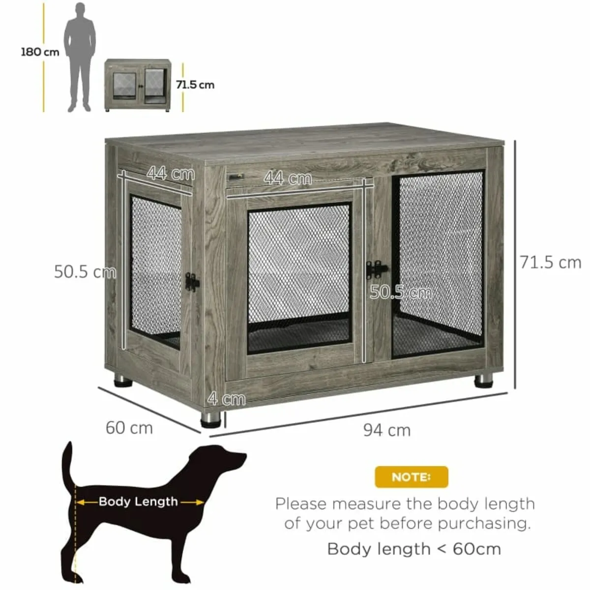 2-in-1 Dog Cage & Side Table, with Two Doors, Cush - Image 3