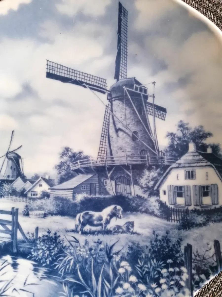 Vintage Delft Blue Windmill Decorative Plate - Image 3