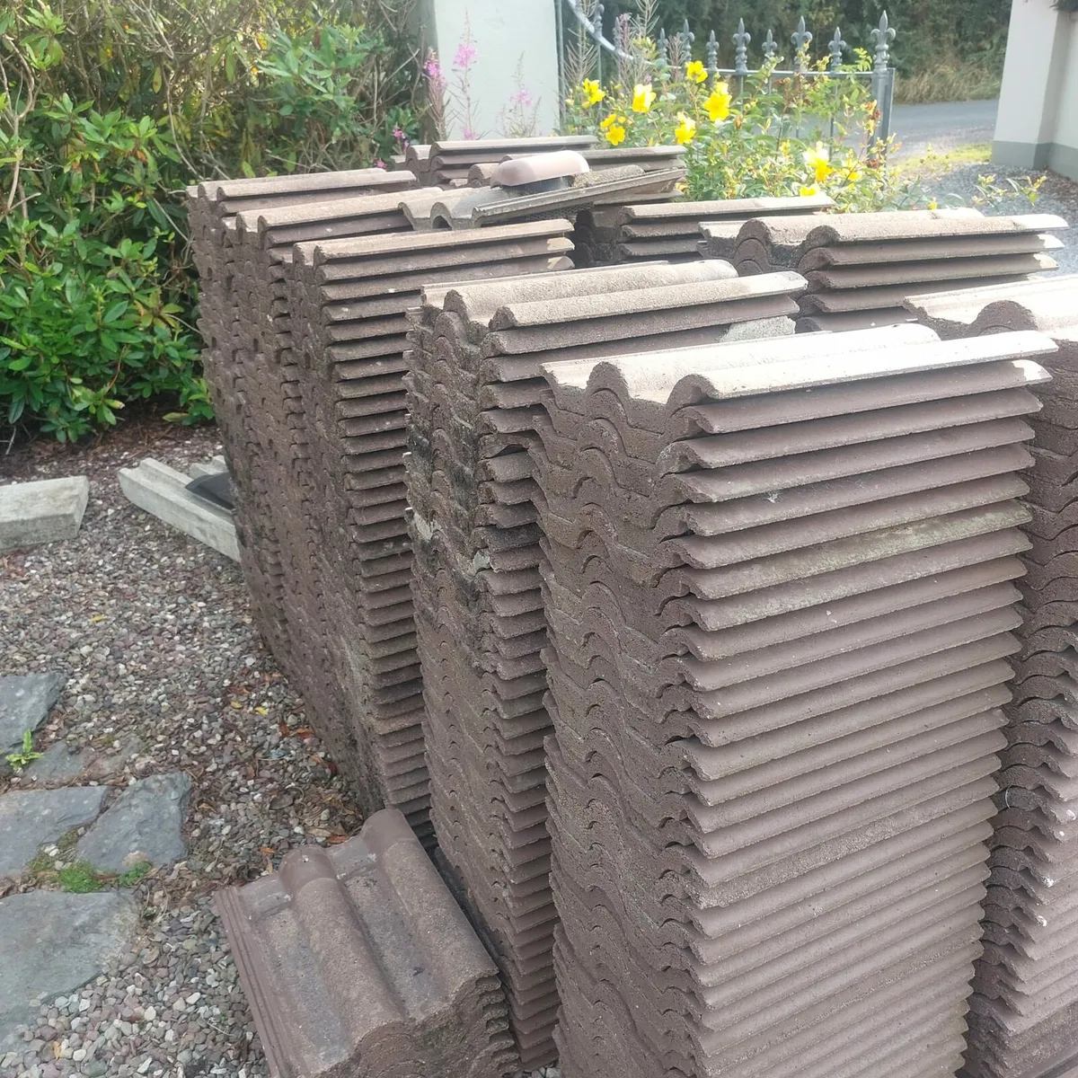 Brown double roman roadstone roof tiles