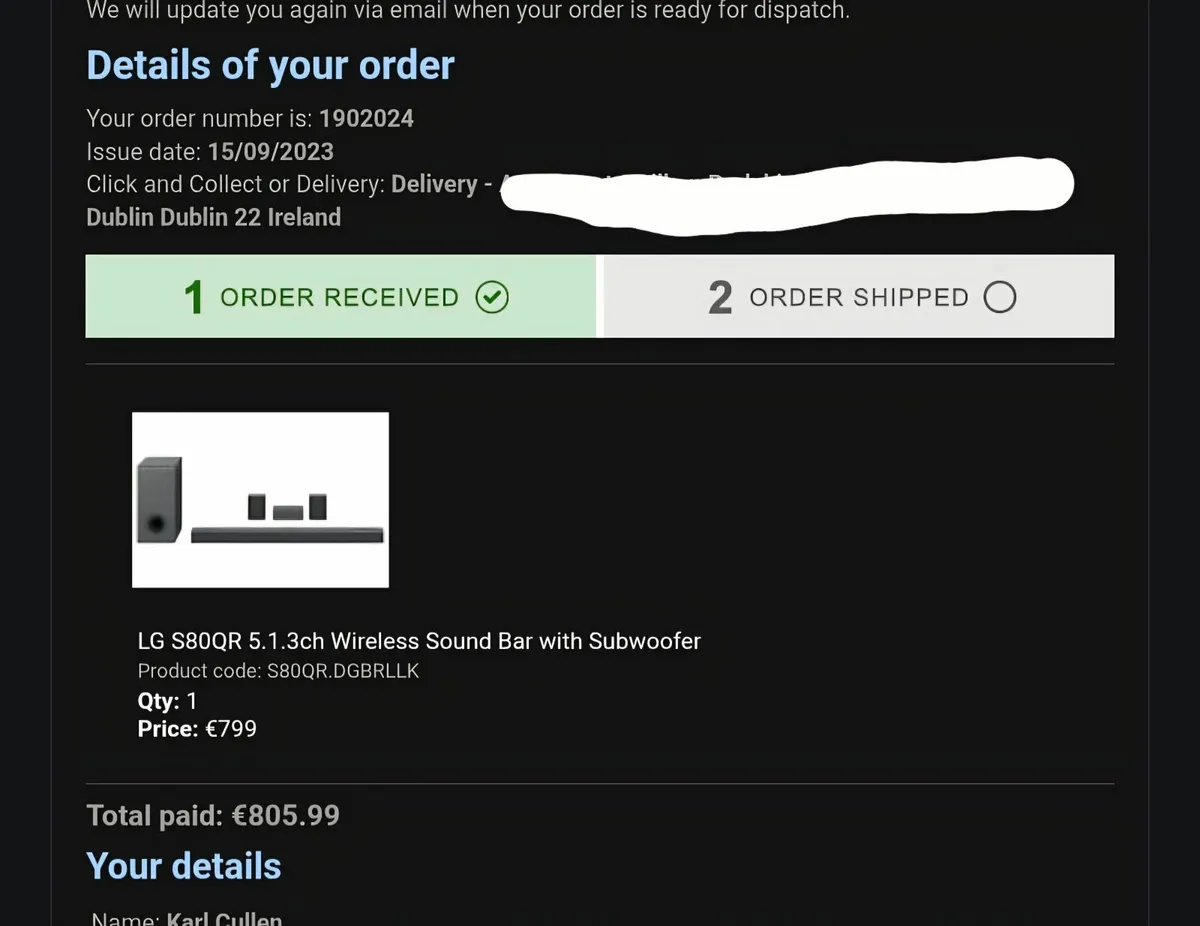 55 inch 4K C2 OLED LG and LG surround soundbar. - Image 3