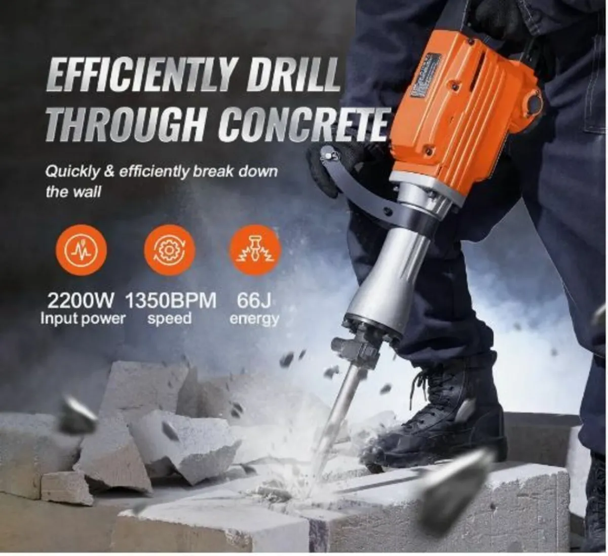 Demolition Jack Hammer Concrete Breaker 2200W - Image 2