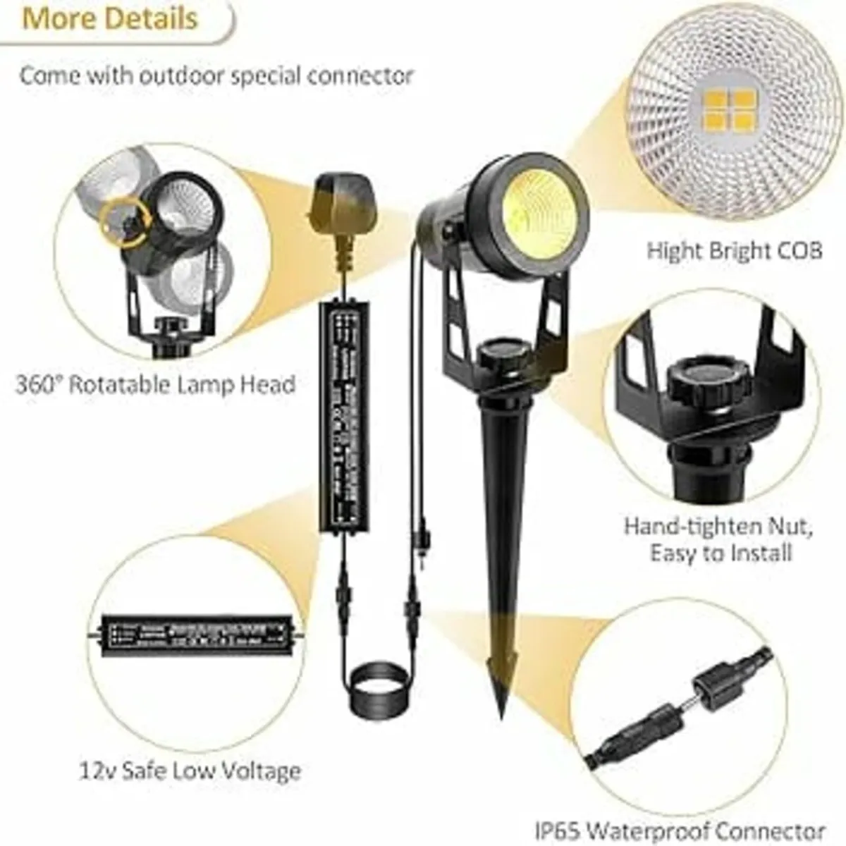 Garden Spotlights Mains, 21m Extendable Garden Spi - Image 2