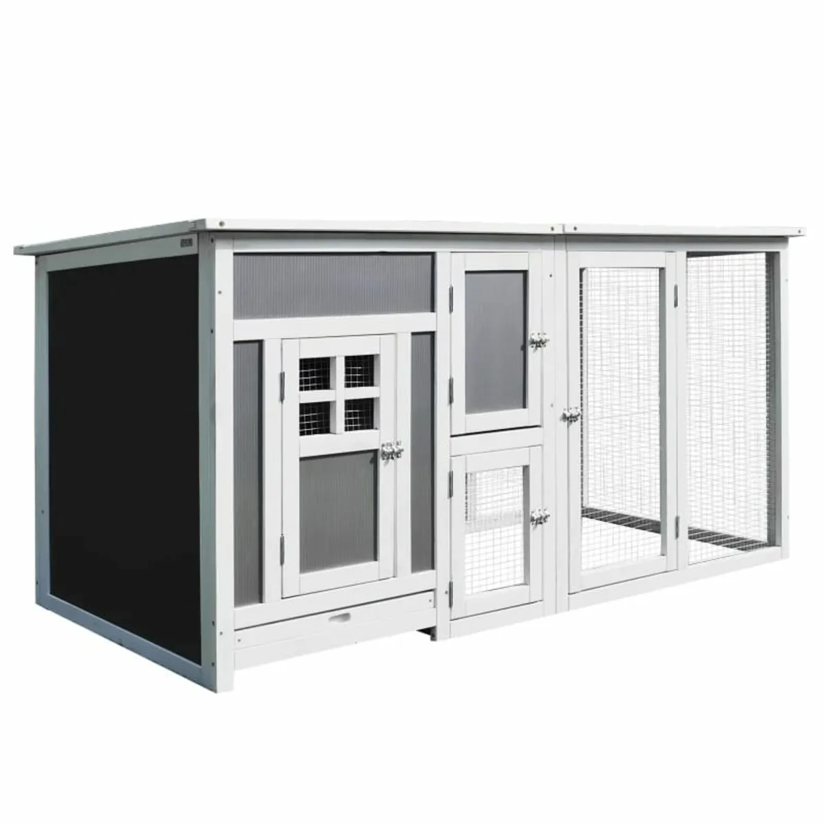 Wood Chicken Coop Hutch Hen House Cage PC Roof w/ - Image 1