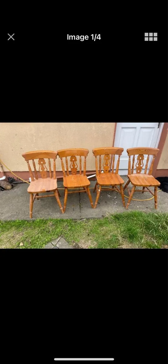 6 pine wooden kitchen chairs set - Image 1