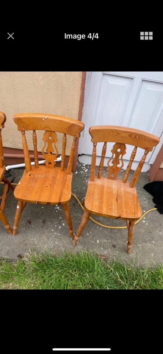 6 pine wooden kitchen chairs set - Image 2