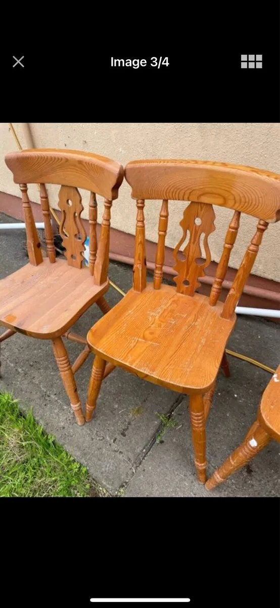 6 pine wooden kitchen chairs set - Image 3