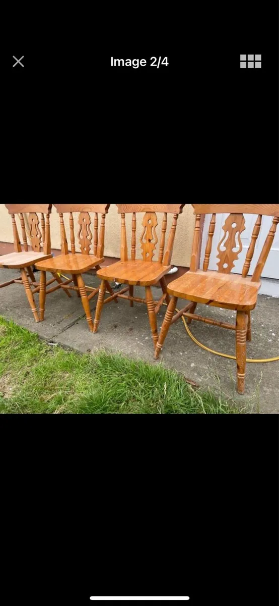 6 pine wooden kitchen chairs set - Image 4