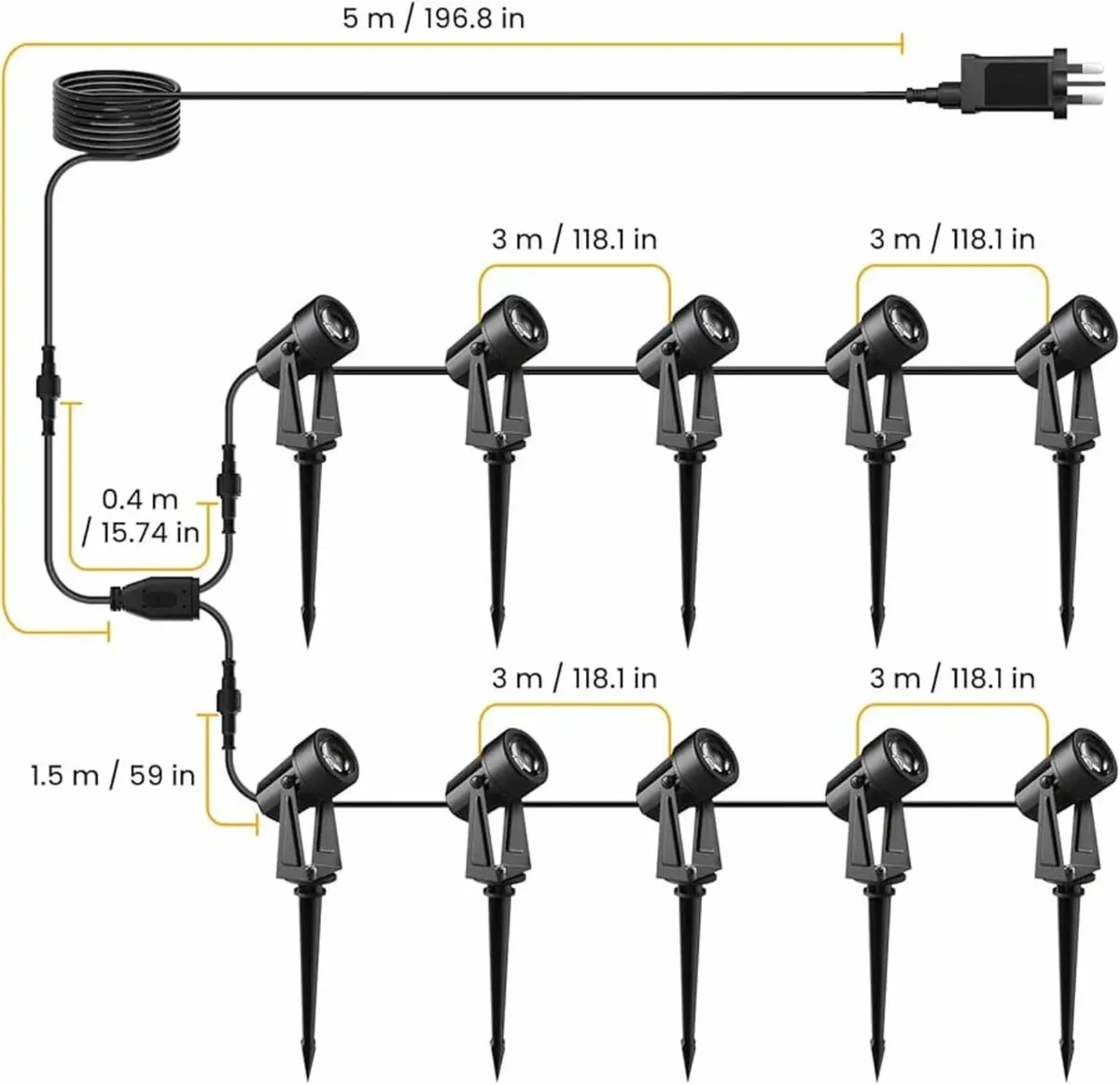 32m 10-in-1 LED Landscape Lights 2W Warm White 300 - Image 3