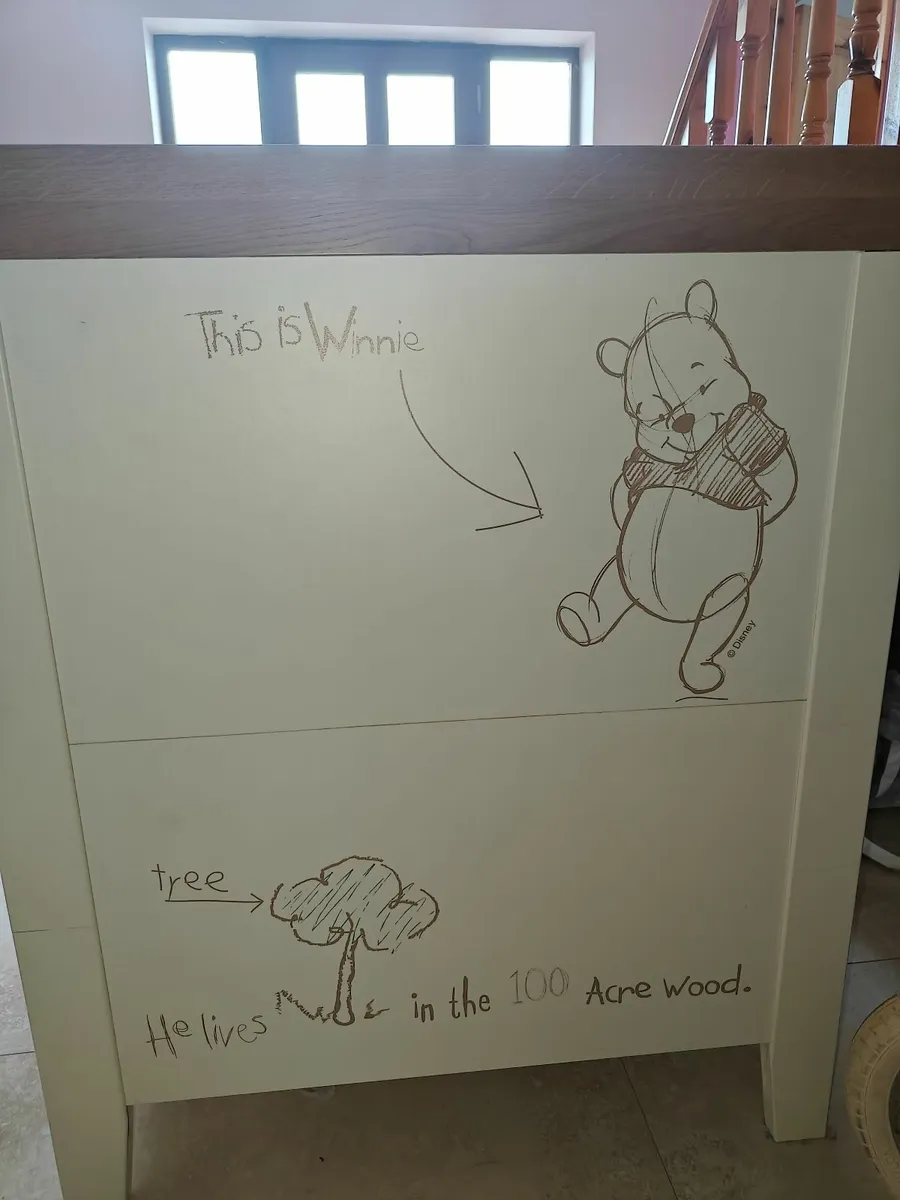 Winnie the Pooh cotbed, changing unit, wardrobe - Image 3