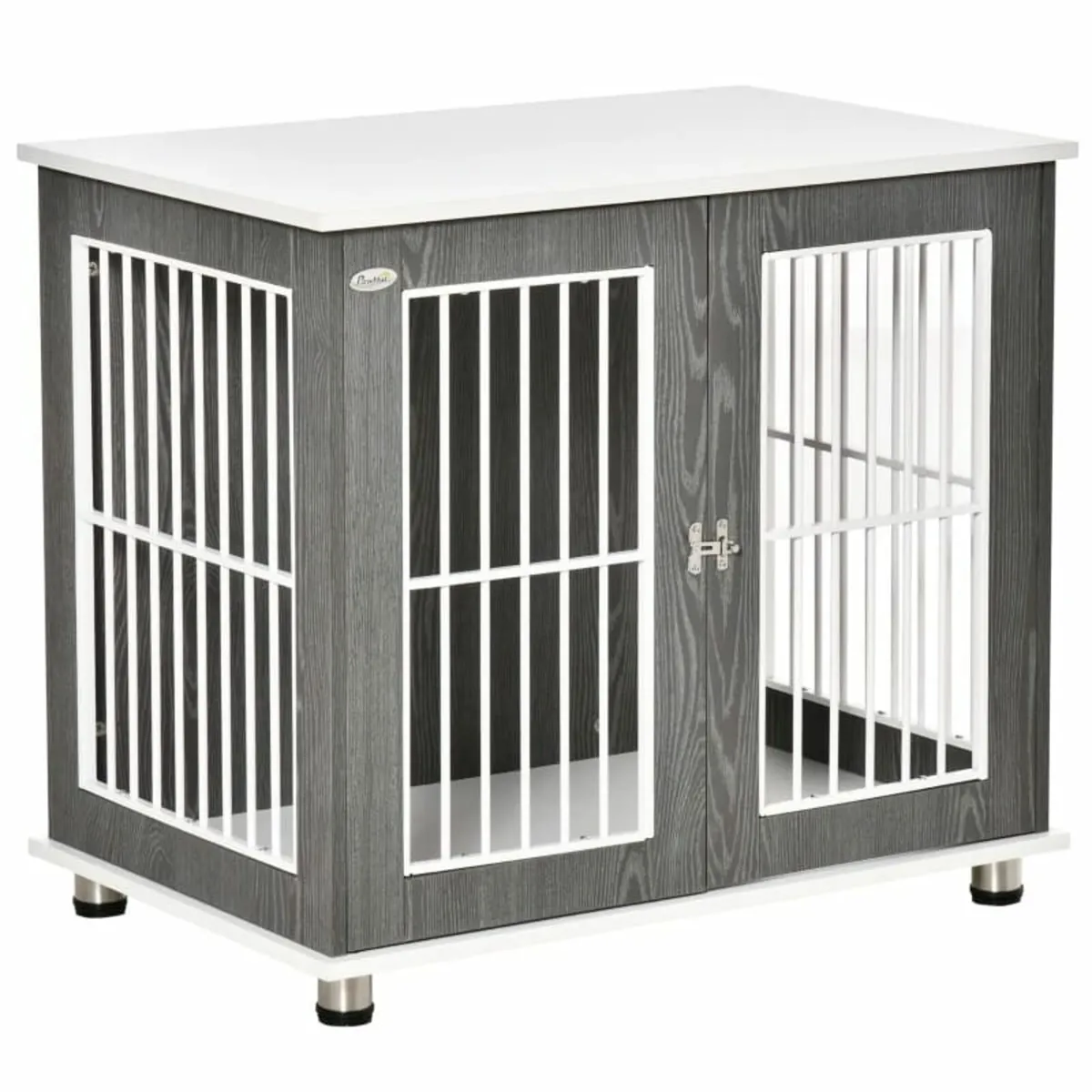 Dog Crate Wooden Pet Kennel Cage End Table w/ Lock - Image 1