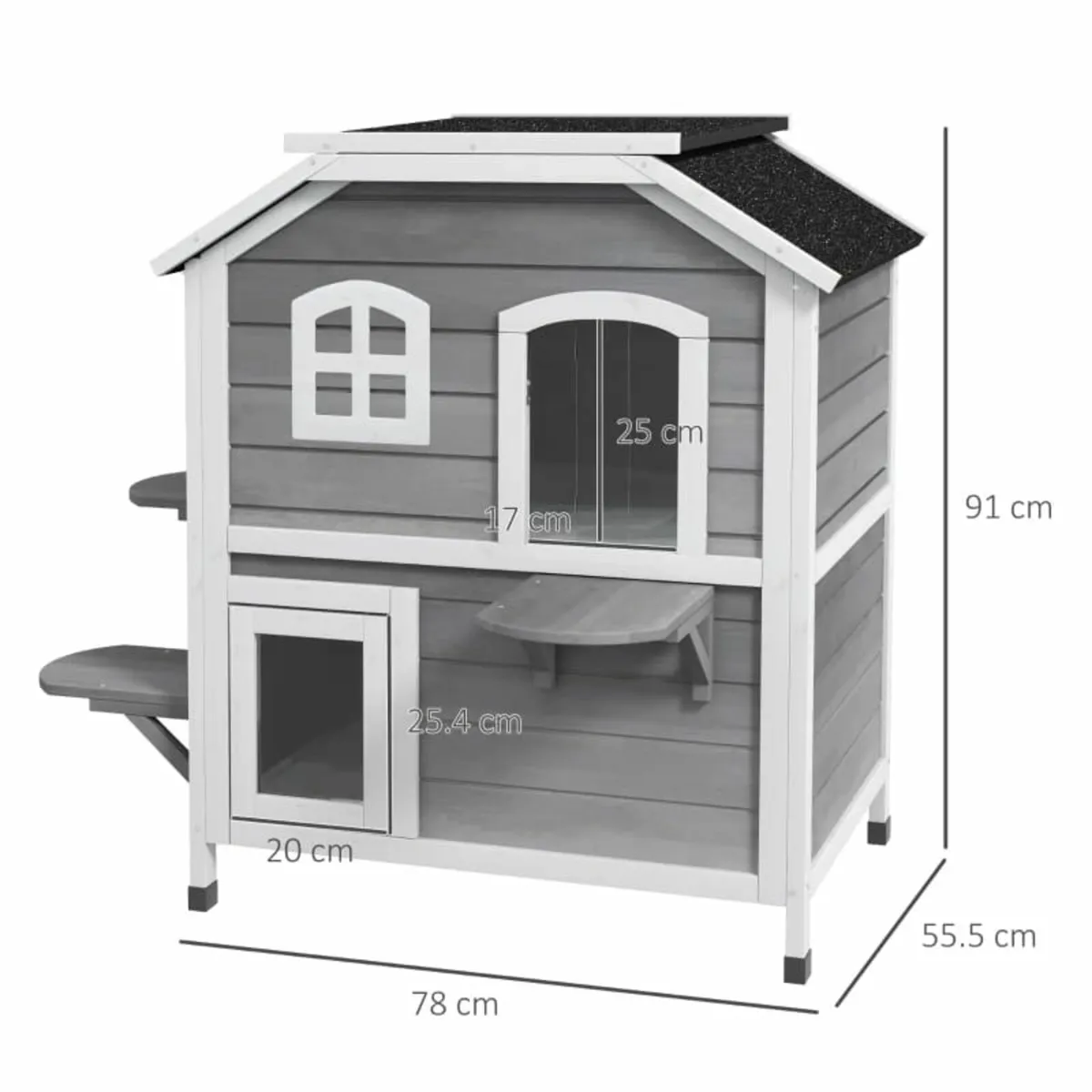 2-story Cat House Outdoor, Weatherproof Wooden Cat - Image 2