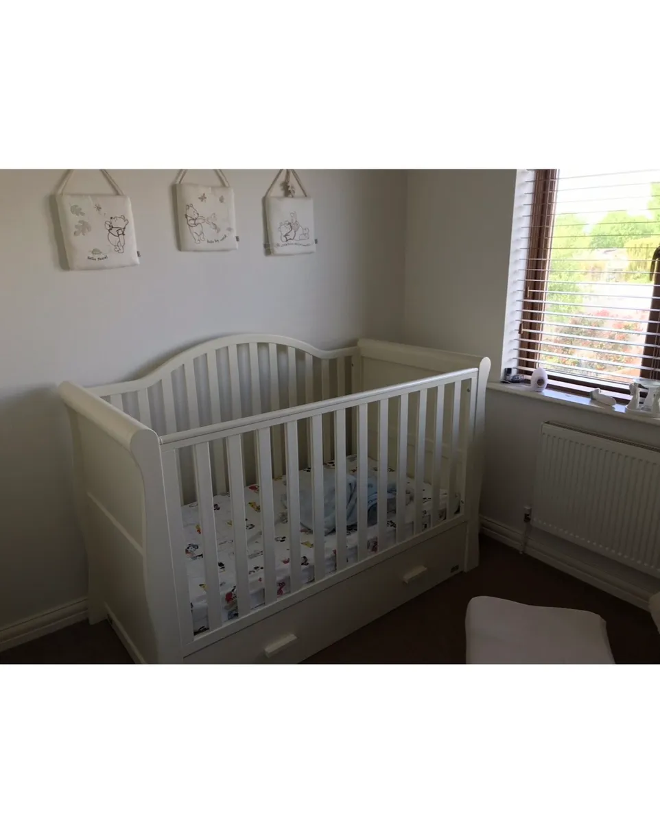 BR Baby Sleigh Cot, Cream - Image 1