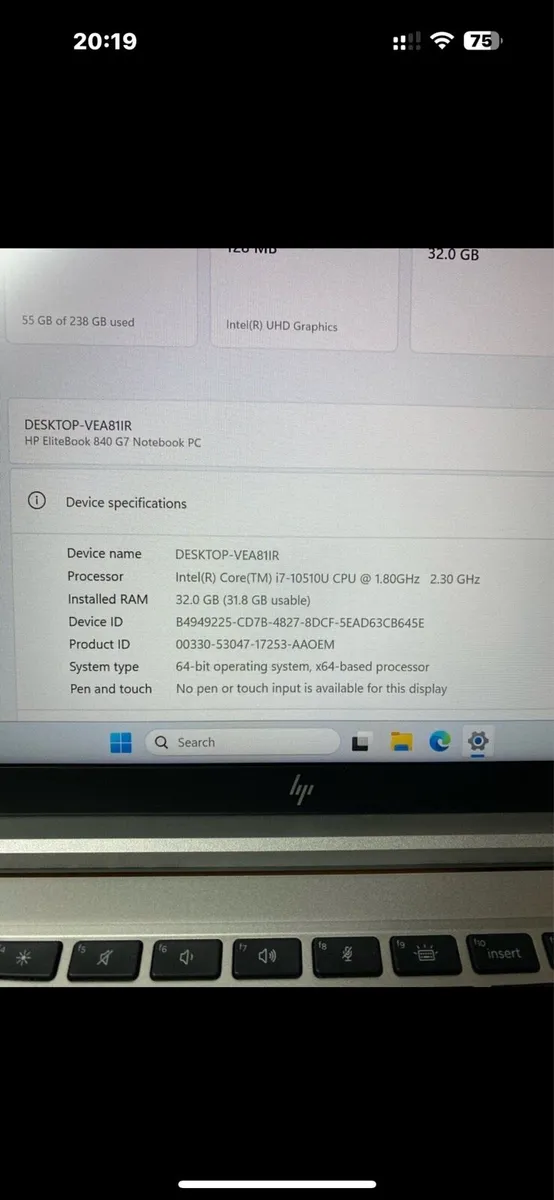 HP i7 pro 32gb 256ssd win 11 pro - Image 3