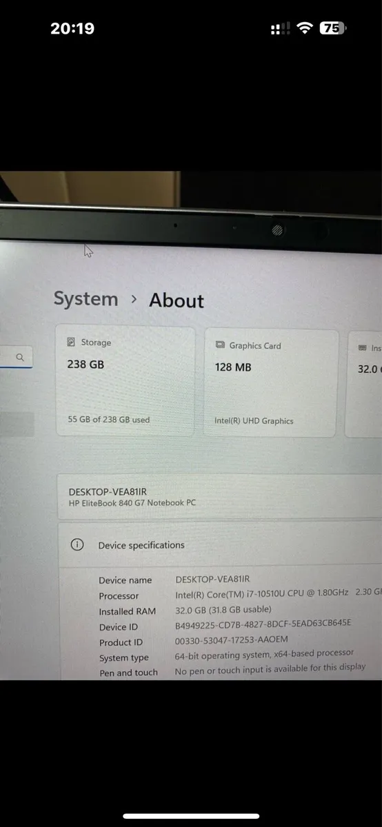 HP i7 pro 32gb 256ssd win 11 pro - Image 4
