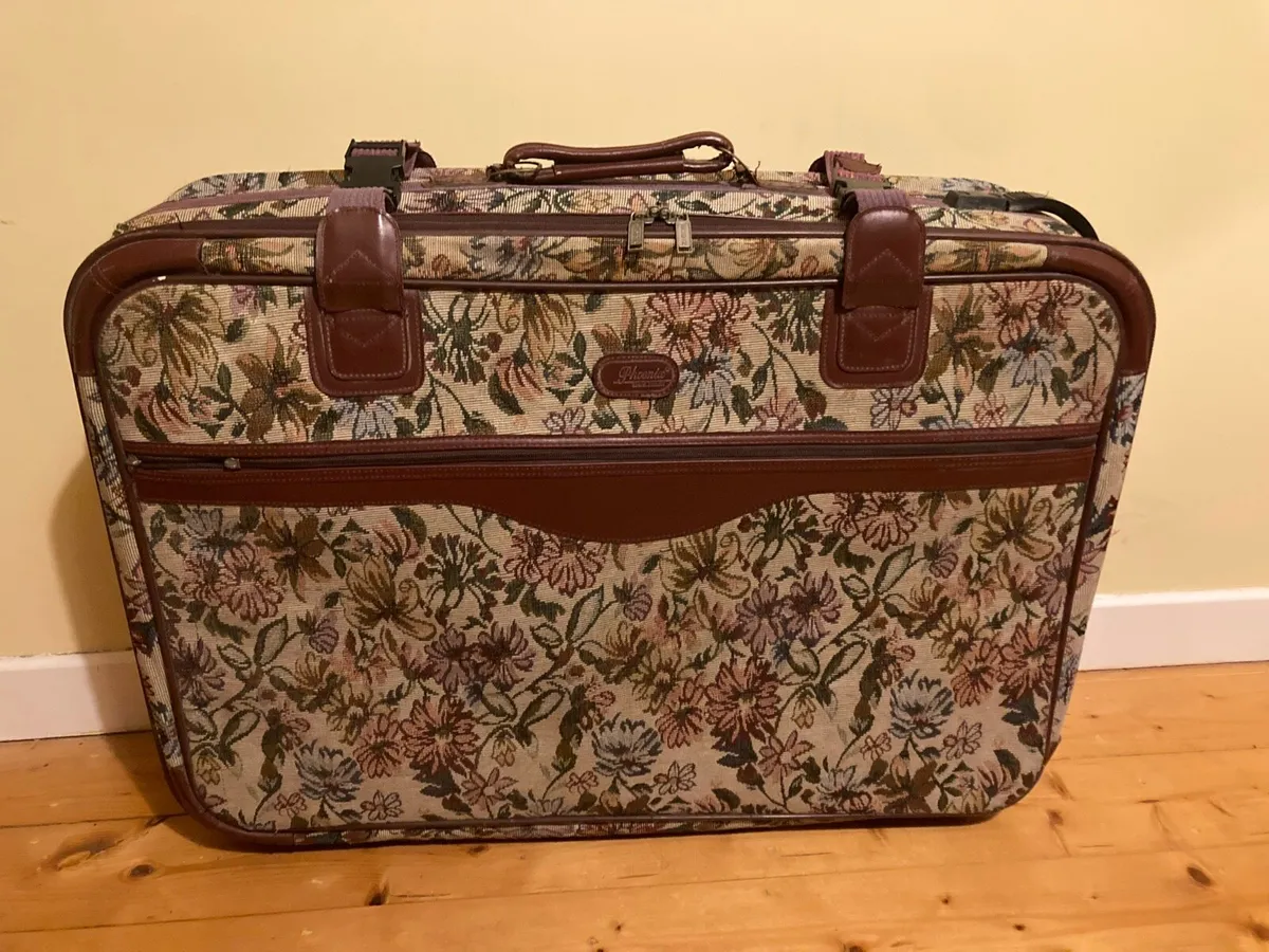 Vintage Floral Tapestry Suitcase - Image 1