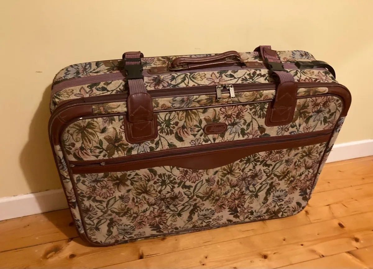 Vintage Floral Tapestry Suitcase - Image 2