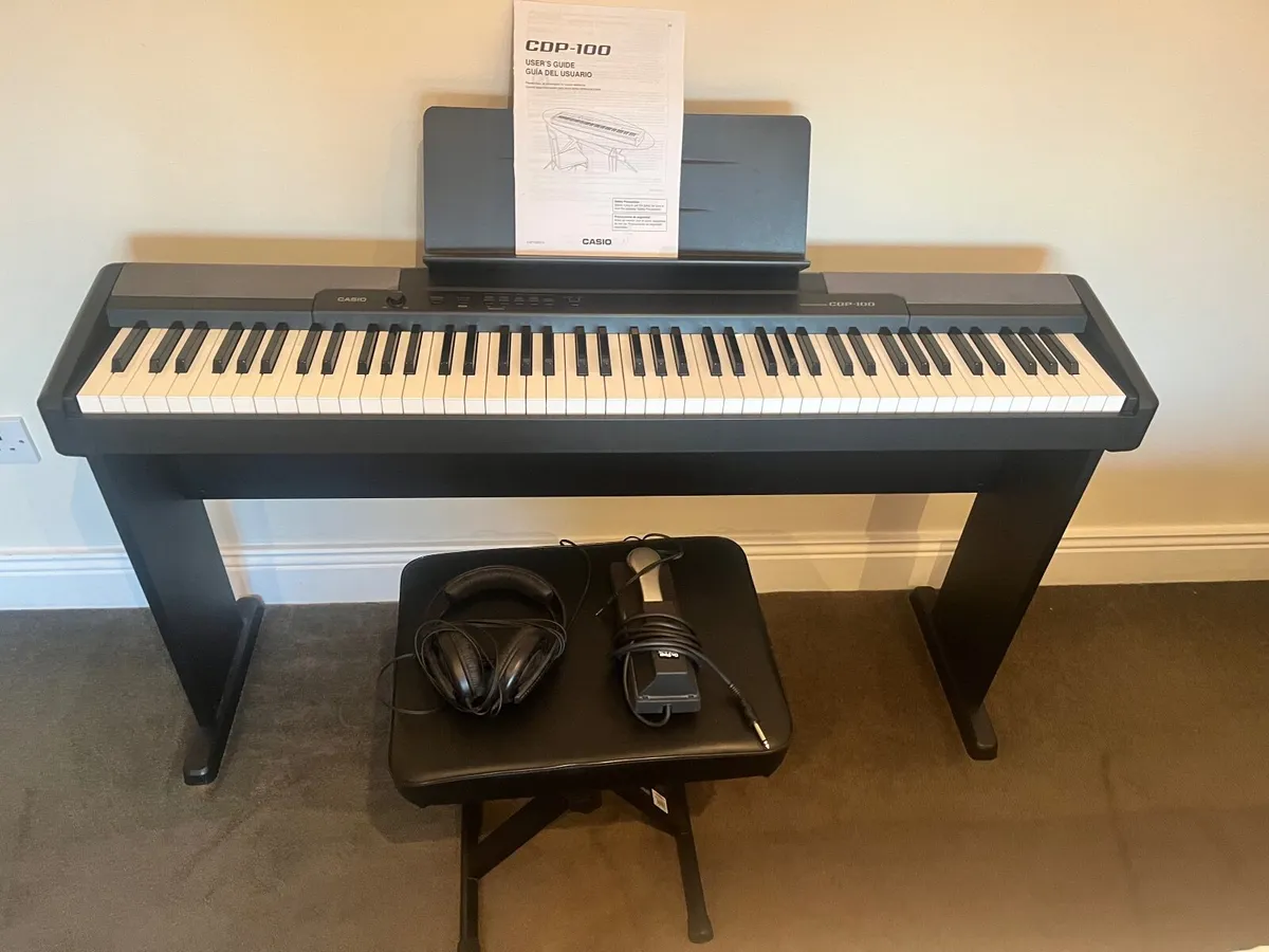 Digital piano with seat, headphones, foot pedal - Image 2