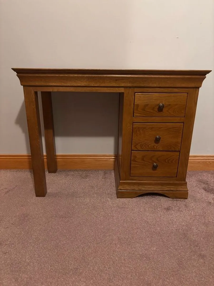 Oak Vanity Table and Mirror - Image 3