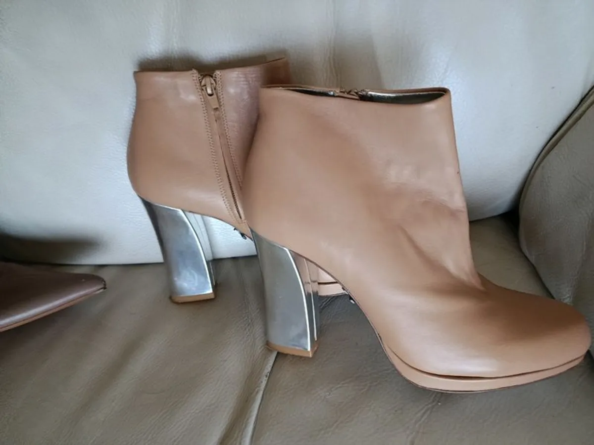 Silver Heel Ankle Boots Size 40