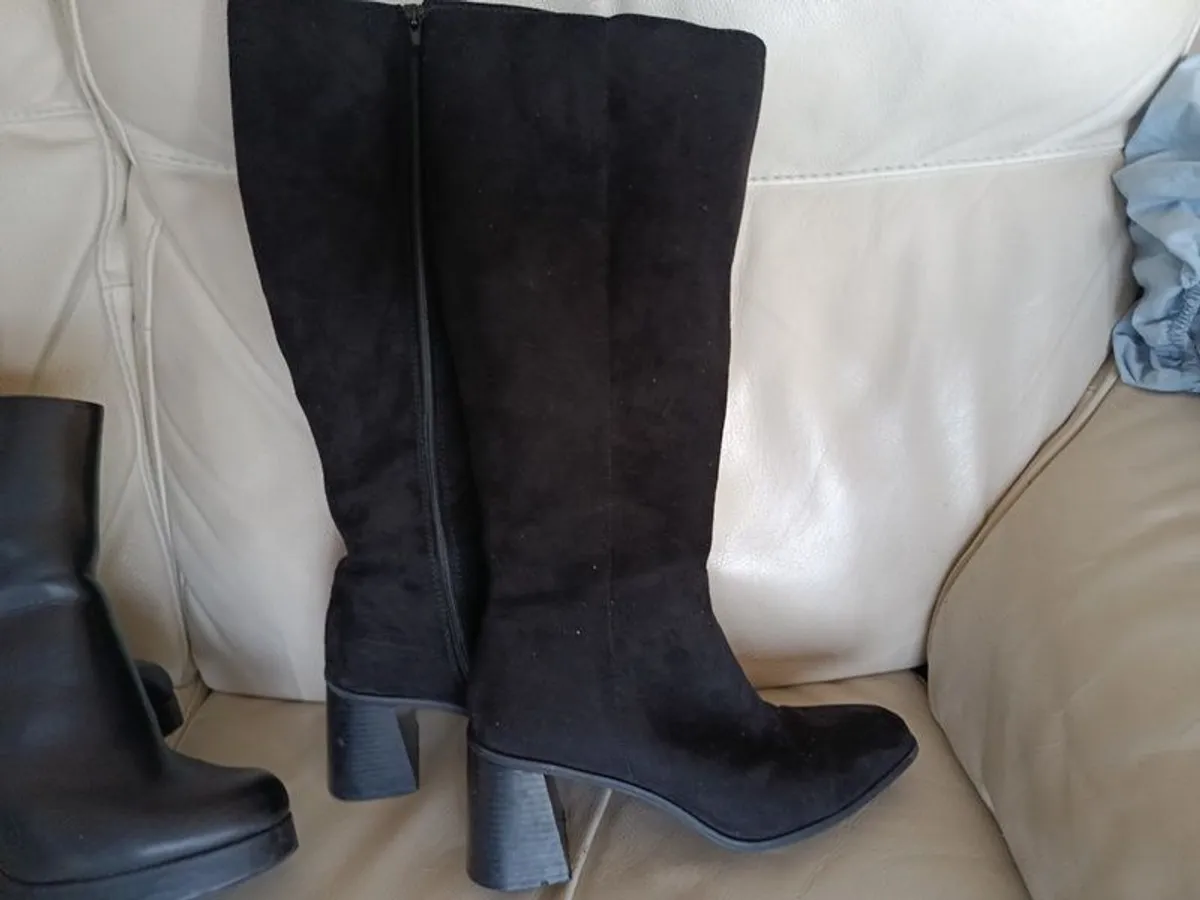 Black Suede Knee High Boots