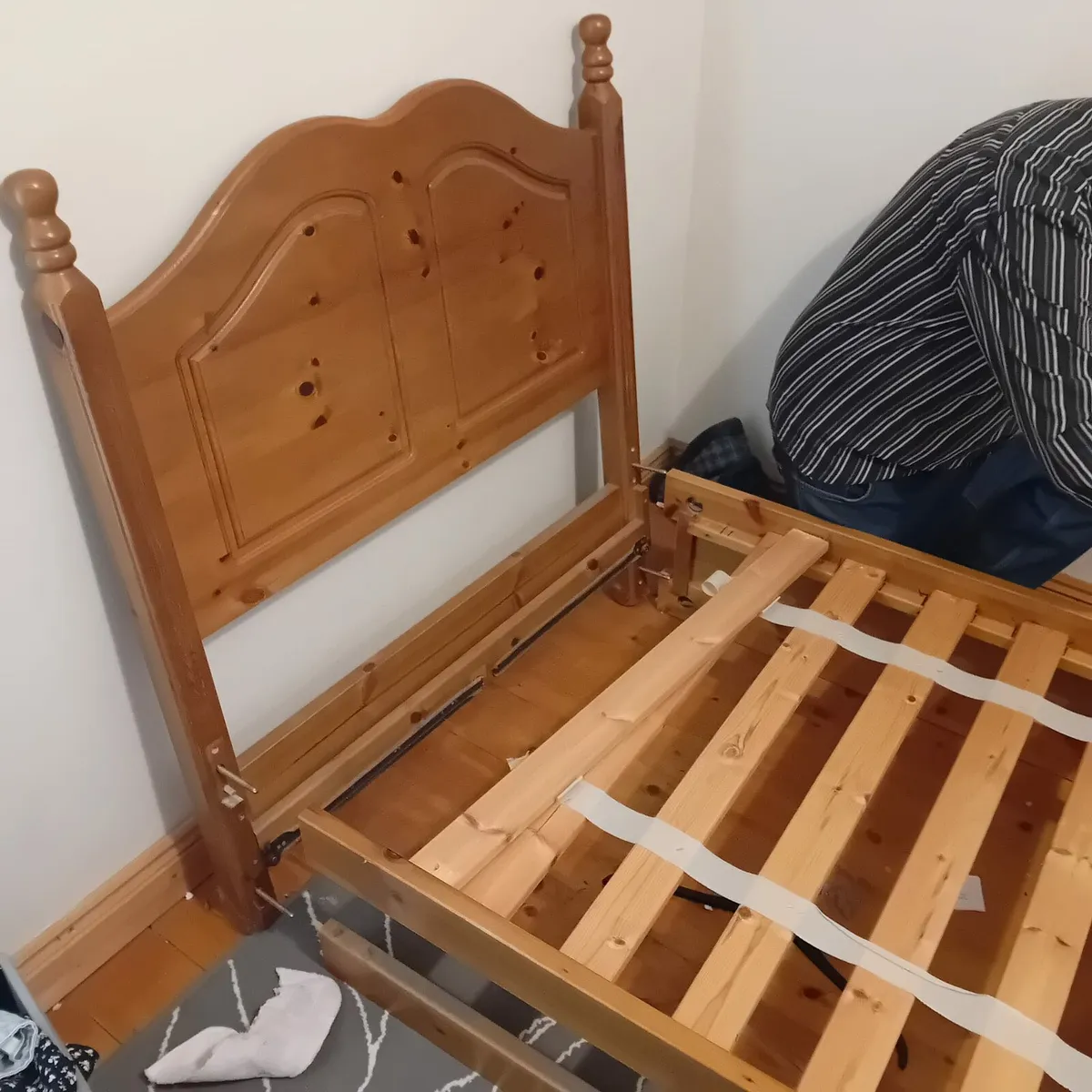 Pine wooden bed frame - Image 1