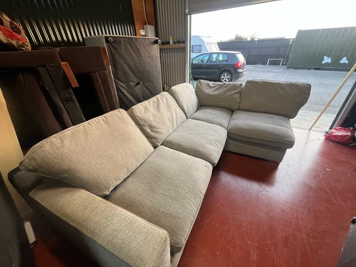 Grey corner sofa L shaped couch furniture - Image 1