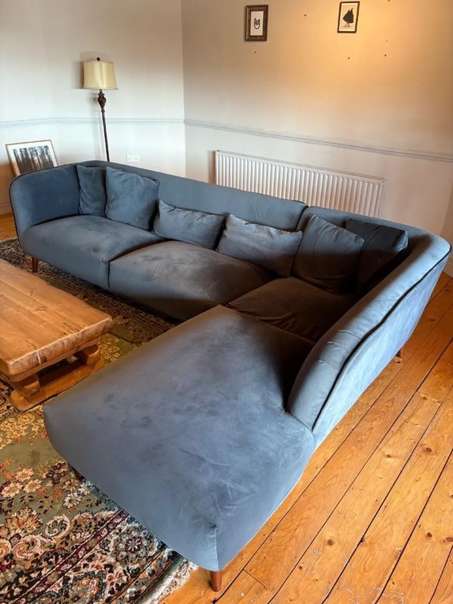 Velvet Corner Sofa - Image 1