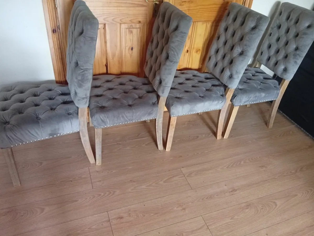 Luxury velvet kitchen dining chairs set - Image 4