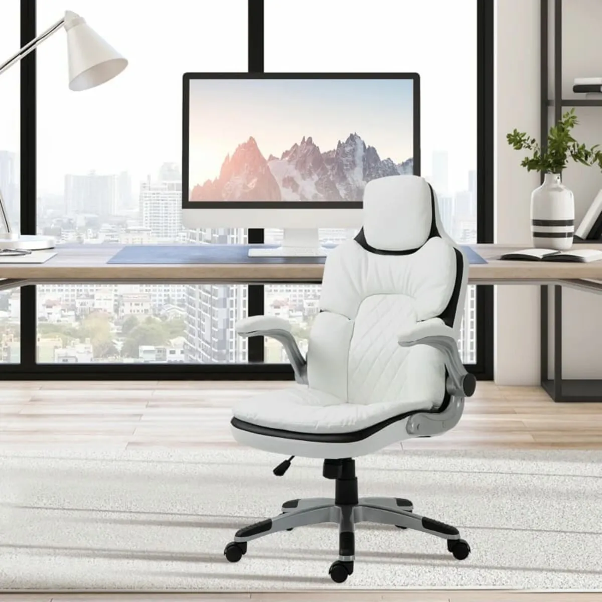 Vinsetto High Back Office Chair PU Leather White - Image 1