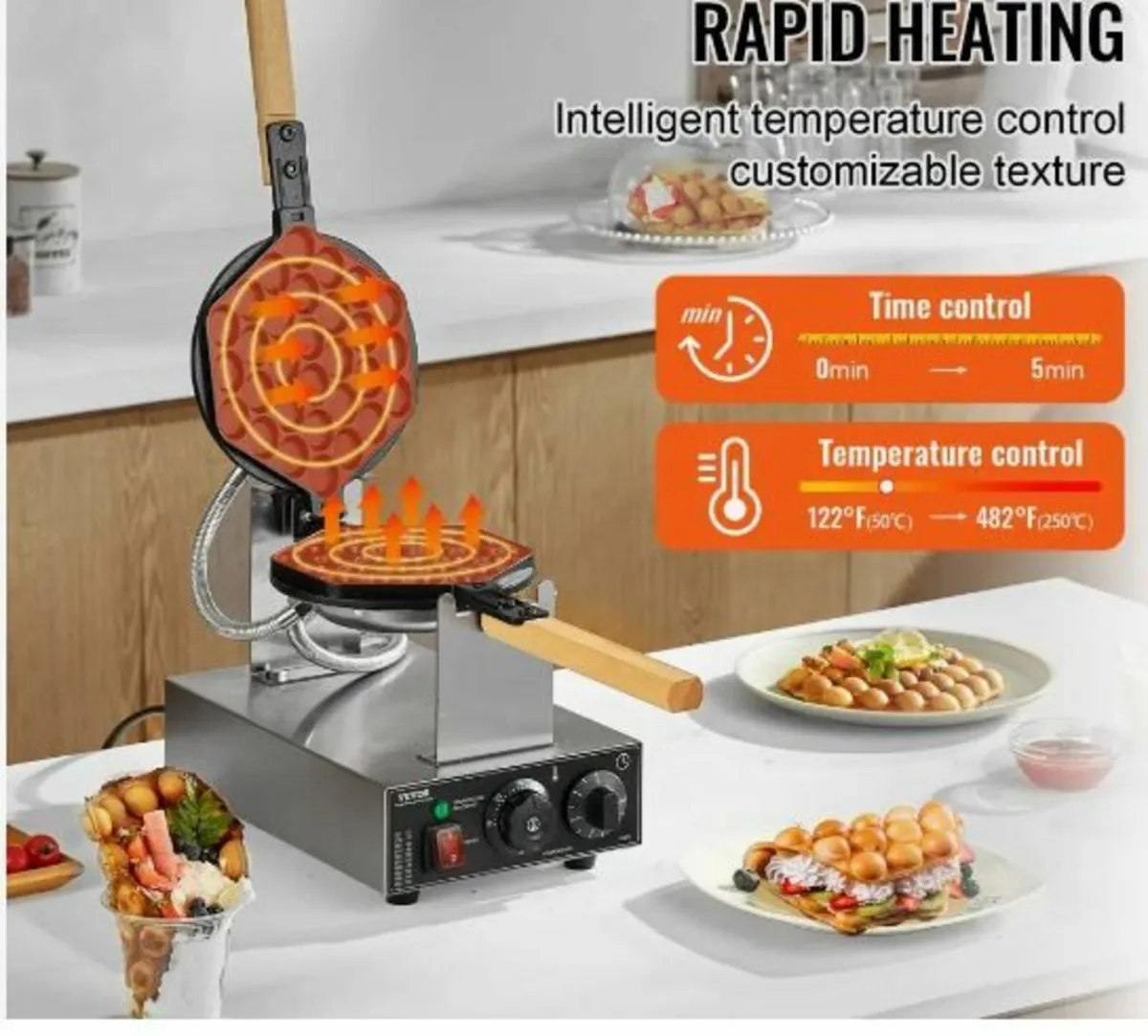 Commercial Bubble Waffle Maker Egg - Image 3