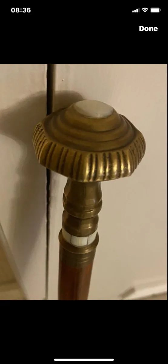 Timber/ Brass/ Mother of Pearl Walking Stick - Image 1